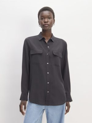The Utility Shirt in Washable Silk | Black