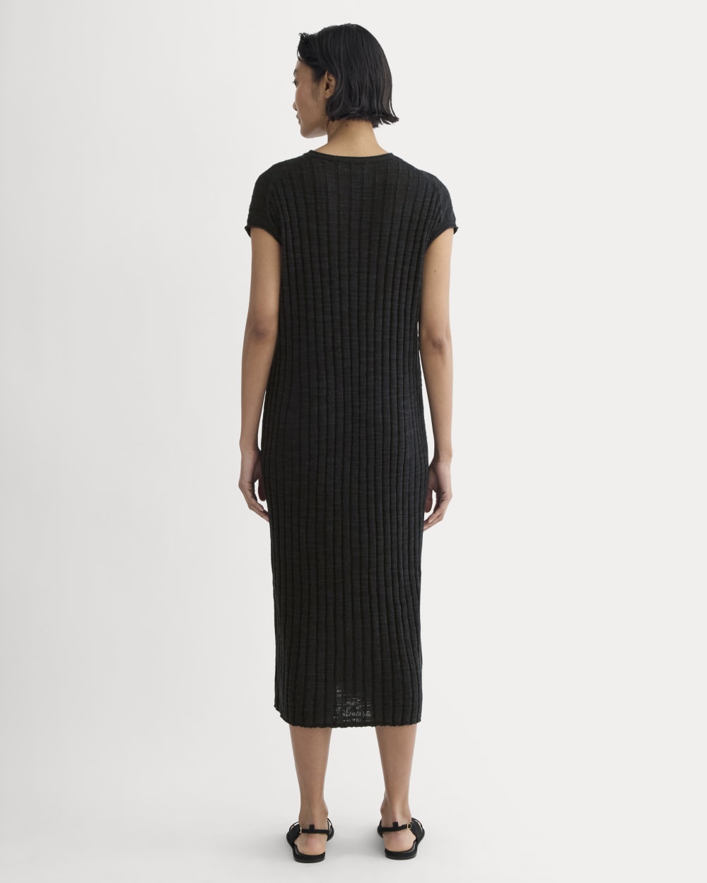 The Column Dress in Cotton Linen | Black - Image 4
