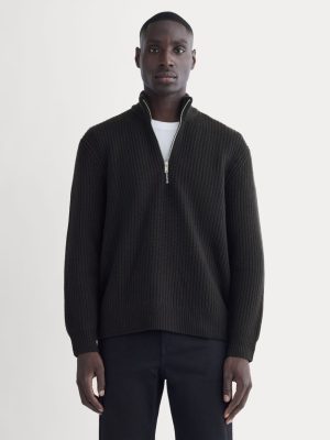 The Felted Merino Half-Zip Sweater | Black