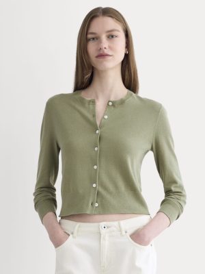 The Cropped Cardigan in Cotton Cashmere | Sagebrush