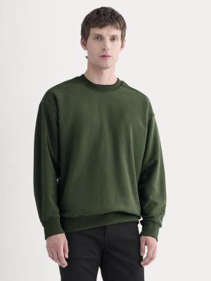 Twill Terry Jacquard Crew Sweatshirt | Dark Forest