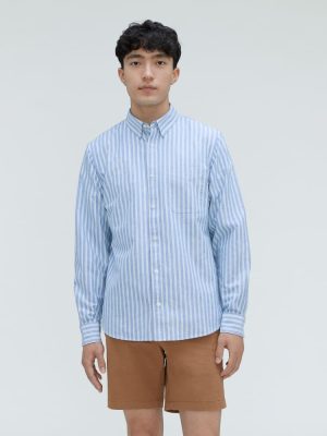 The Standard Fit Japanese Oxford Shirt | Uniform | Lapis Blue / Bright Jade / Optic White | Standard