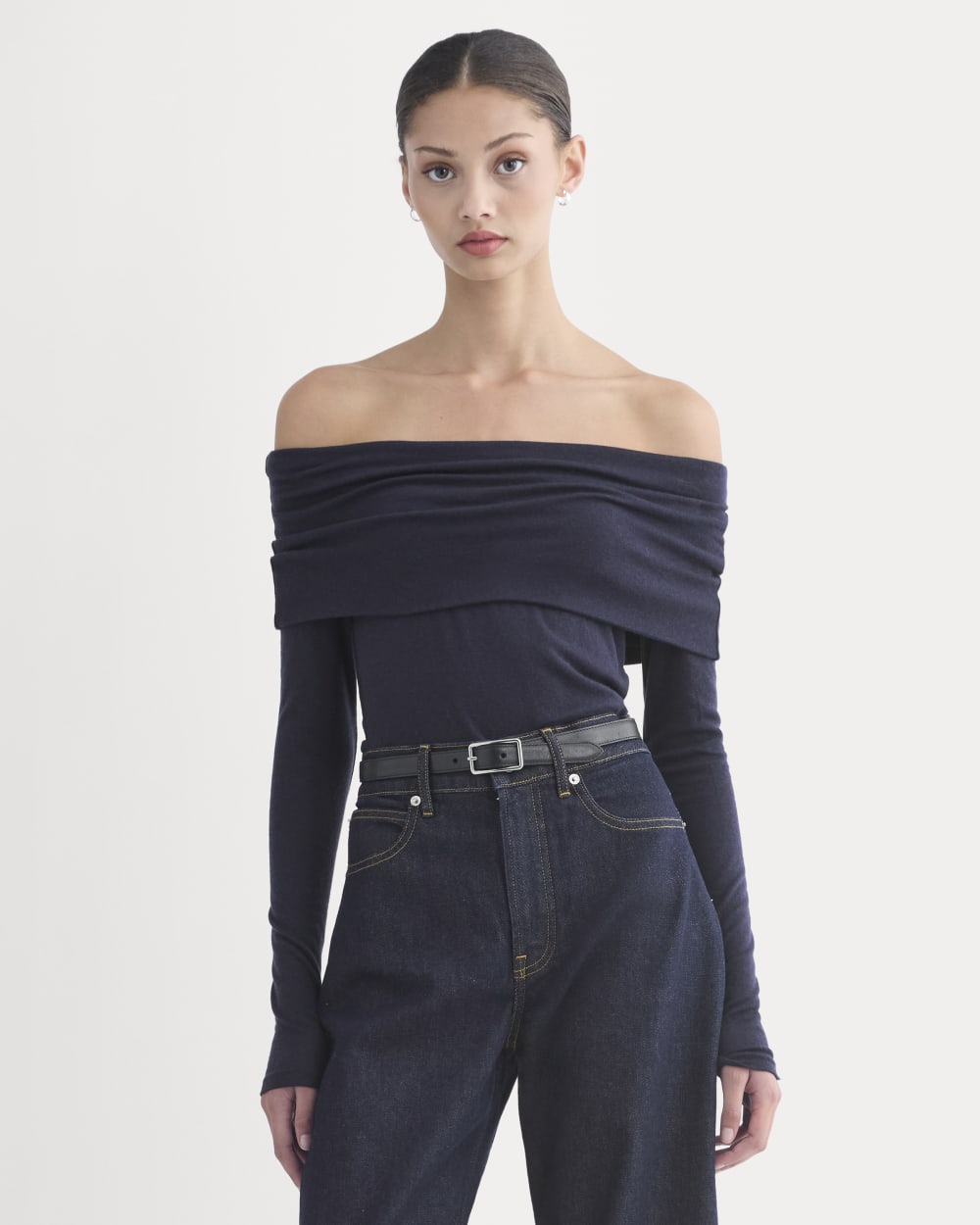 The Off-the-Shoulder Top in Butterluxe | Deep Navy