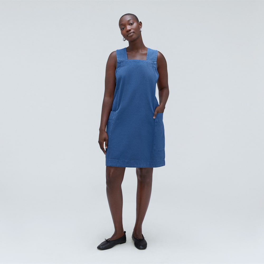 The Cross-Back Apron Mini Dress | Deep Blue - Image 2