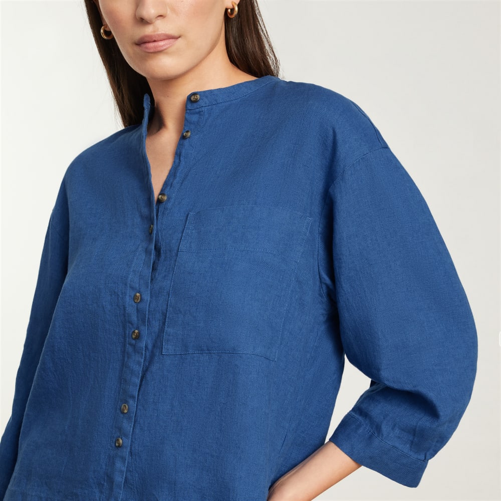 The Linen Billow Blouse | Deep Blue - Image 6