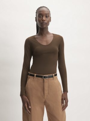 The Supima® Form Ballet Neck Tee | Cocoa