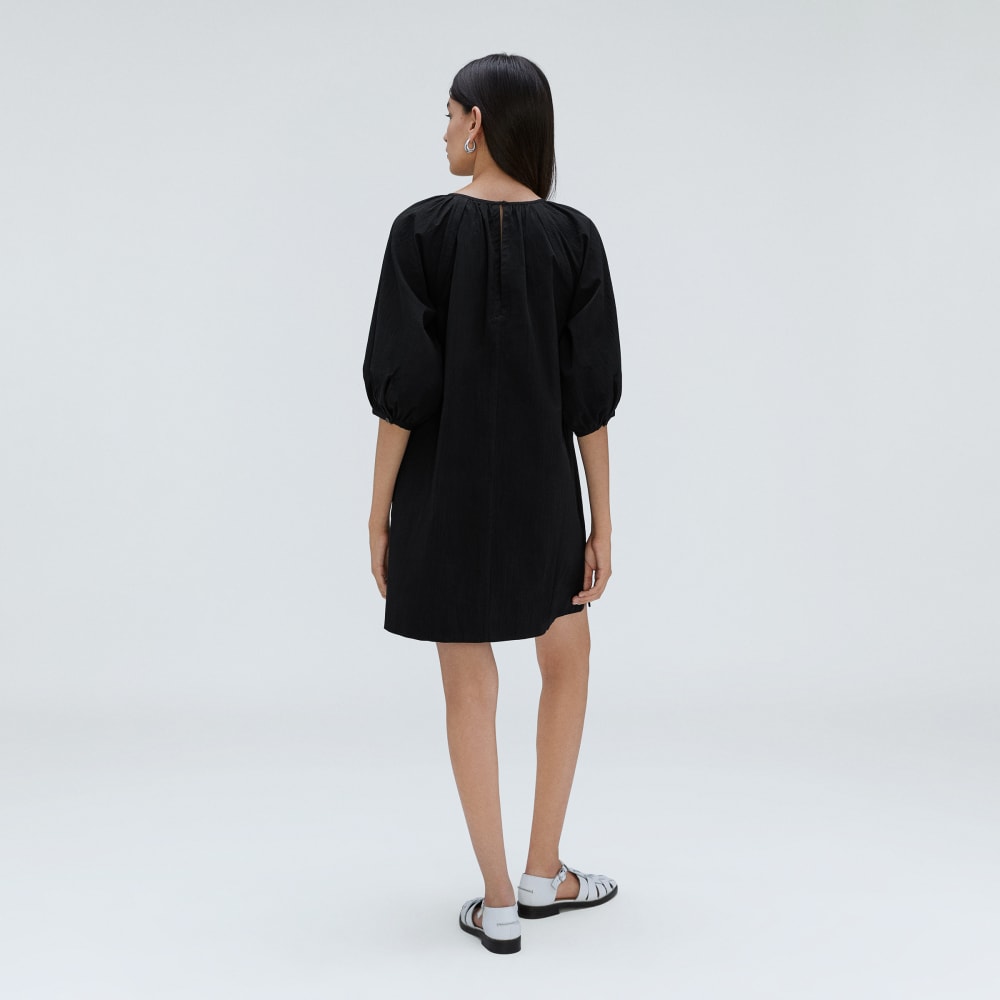 The Seersucker Puff Sleeve Dress | Black - Image 3