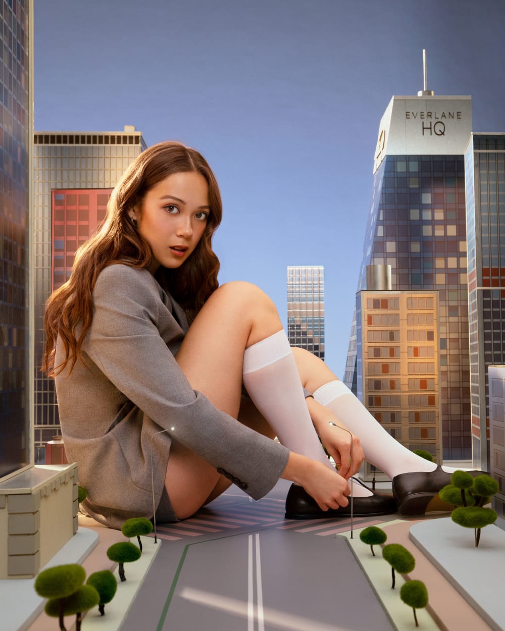 Eira Petite Dots Knee-High Socks | White