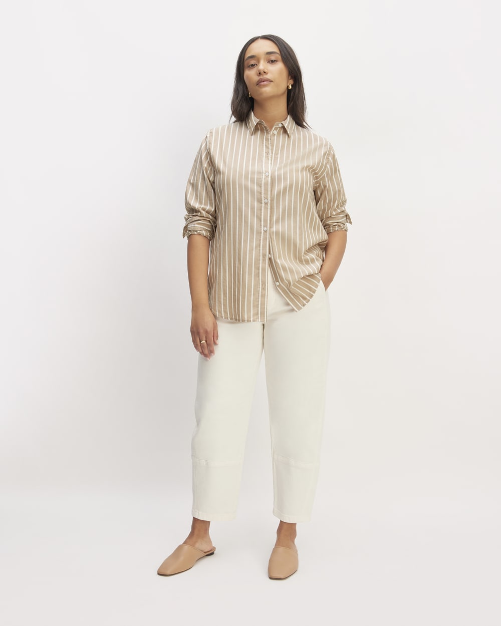 The Must-Have Shirt in Silky Cotton | Cherry Mahogany / White - Image 3