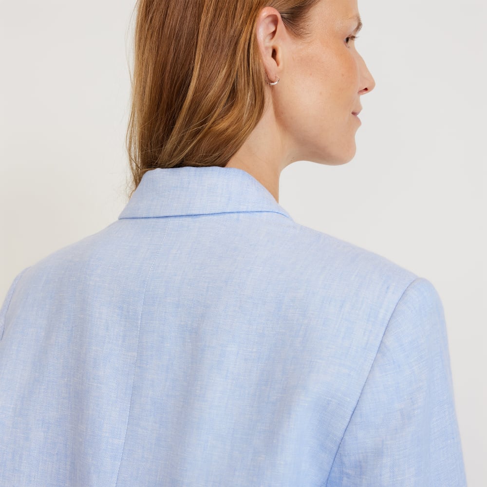 The Oversized Blazer in Linen | Light Blue - Image 4