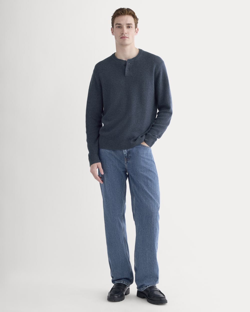 Henley in Wool Cashmere | Indigo - Image 3