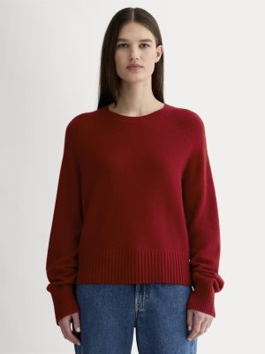 The Boxy Crew in Cashmere | Berry Red
