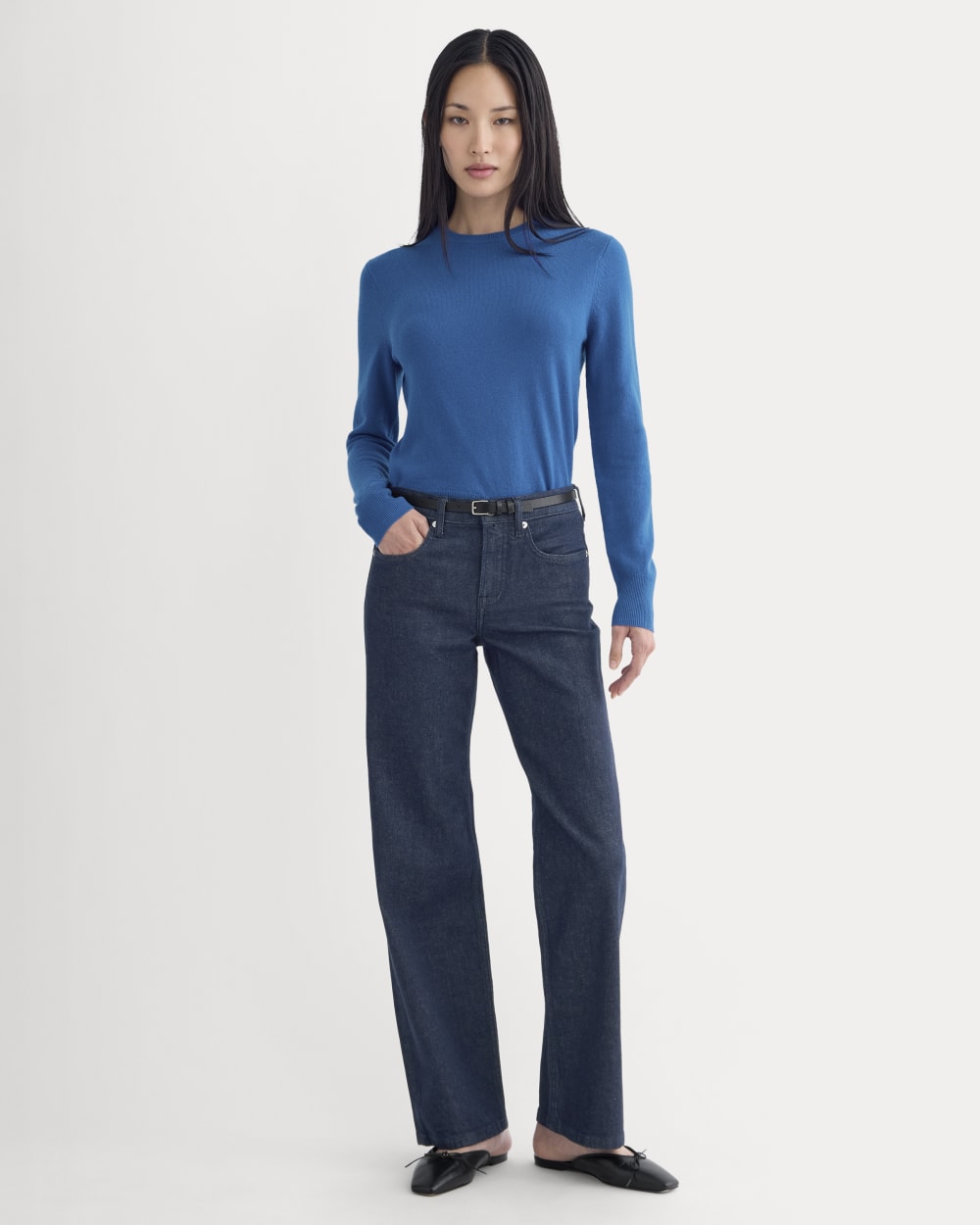 Cashmere Slim Crew Sweater | Classic Blue - Image 3