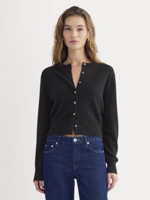 Cashmere Cropped Cardigan | Black
