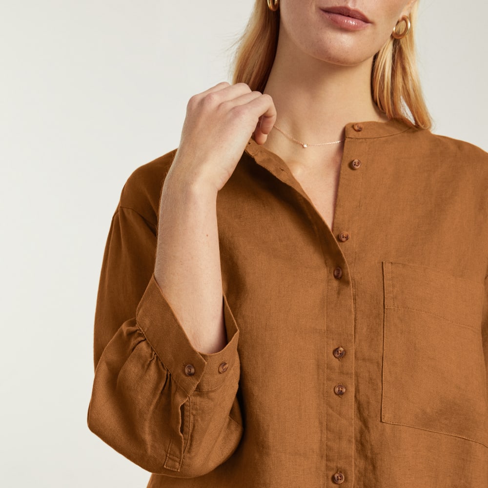 The Linen Billow Blouse | Tawny Brown - Image 4