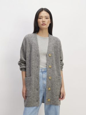 The Oversized Alpaca Pocket Cardigan | Heathered Stone