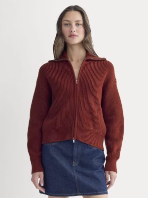 The Full-Zip Sweater in Everyday Cotton | Merlot