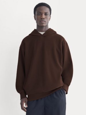 Twill Terry Jacquard Hoodie | Dark Mahogany