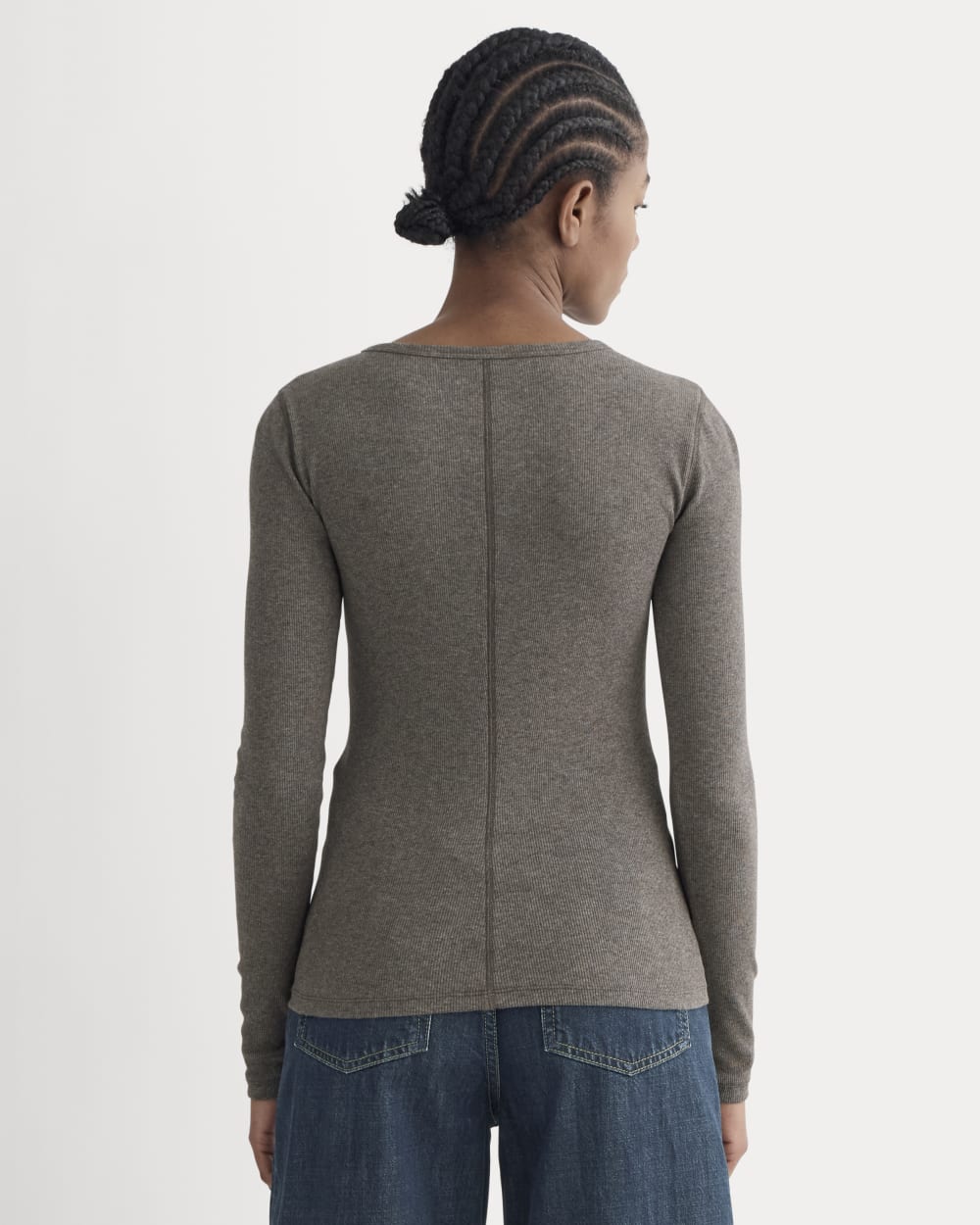 The Luxe Rib Long-Sleeve Crew | Washed Heathered Fatigue - Image 5