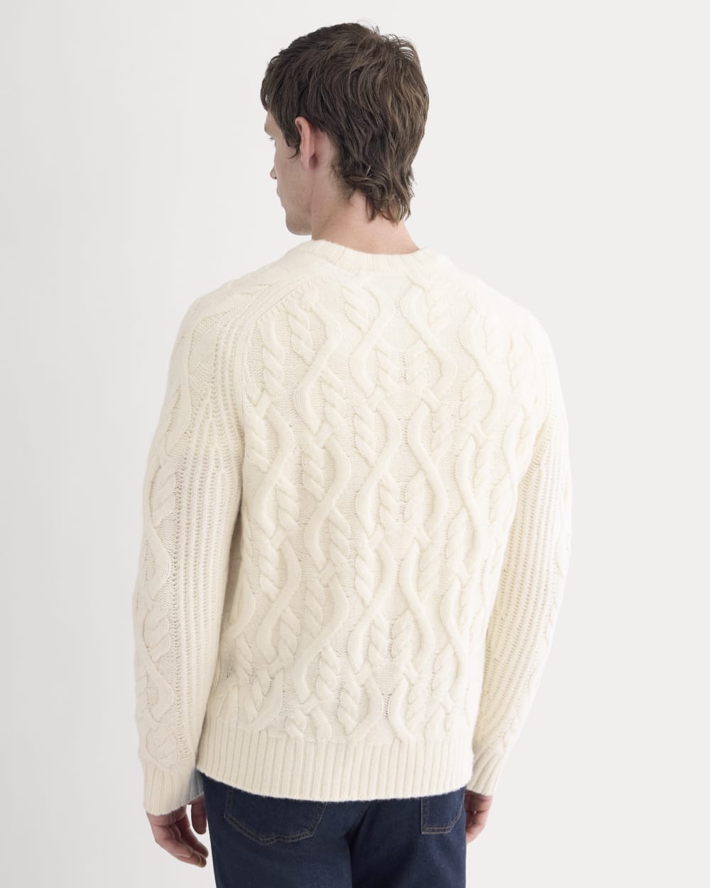 Cable Knit Crew in Luxe Merino | Bone - Image 5