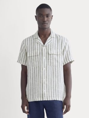 The Resort Shirt in Linen | Bone / Black