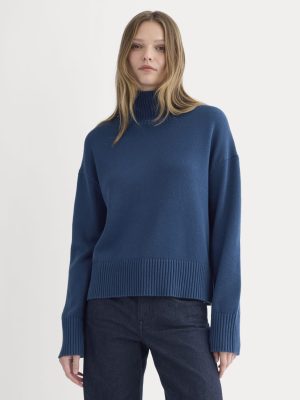 The Boxy Turtleneck in Everyday Cotton | Deep Lazuli Blue