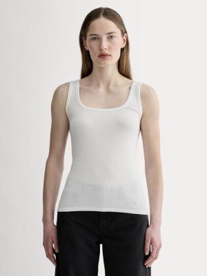The Luxe Rib Square-Neck Tank | White