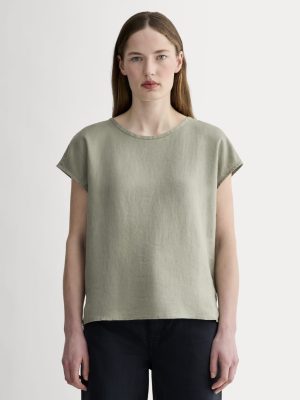 The Muscle Top in Linen | Sage Green