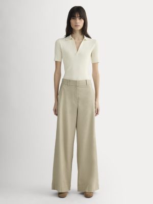 The Wide-Leg Pant in Stretch Linen | Trench Coat Khaki