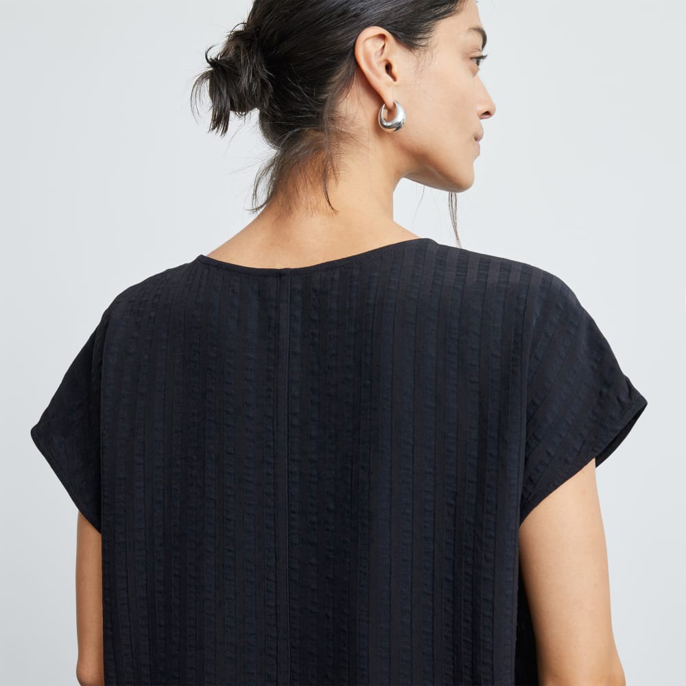 The City Stripe V-Neck Top | Black - Image 5