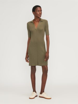 The Ribbed Short-Sleeve Polo Dress | Kalamata