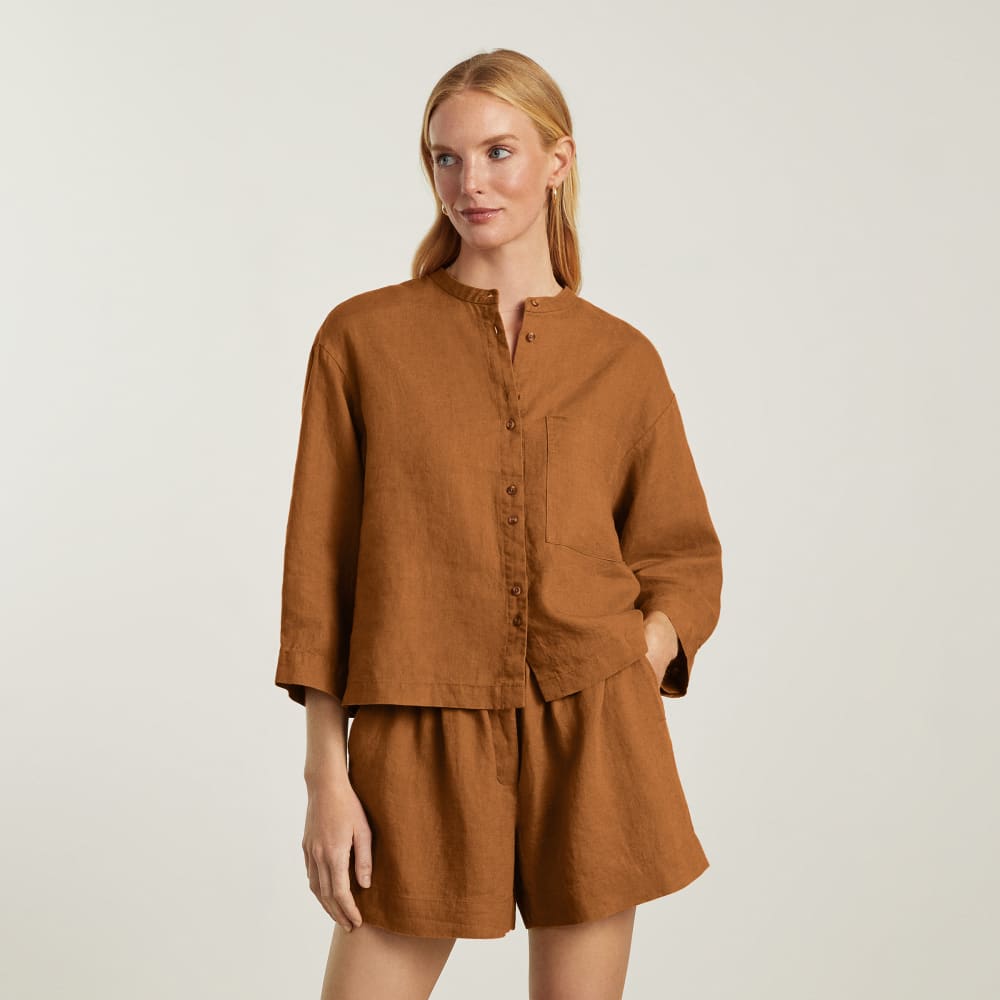 The Linen Billow Blouse | Tawny Brown - Image 2