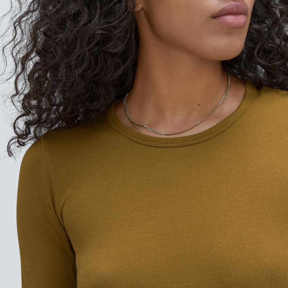 The Pima Micro-Rib Long-Sleeve Crew | Tapenade - Image 4