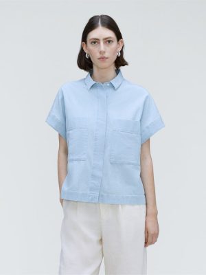 The ReChambray Box Shirt | Icy Blue