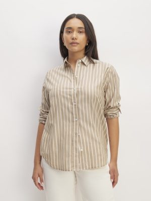 The Must-Have Shirt in Silky Cotton | Cherry Mahogany / White