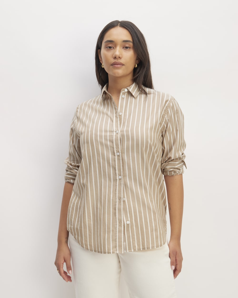 The Must-Have Shirt in Silky Cotton | Cherry Mahogany / White