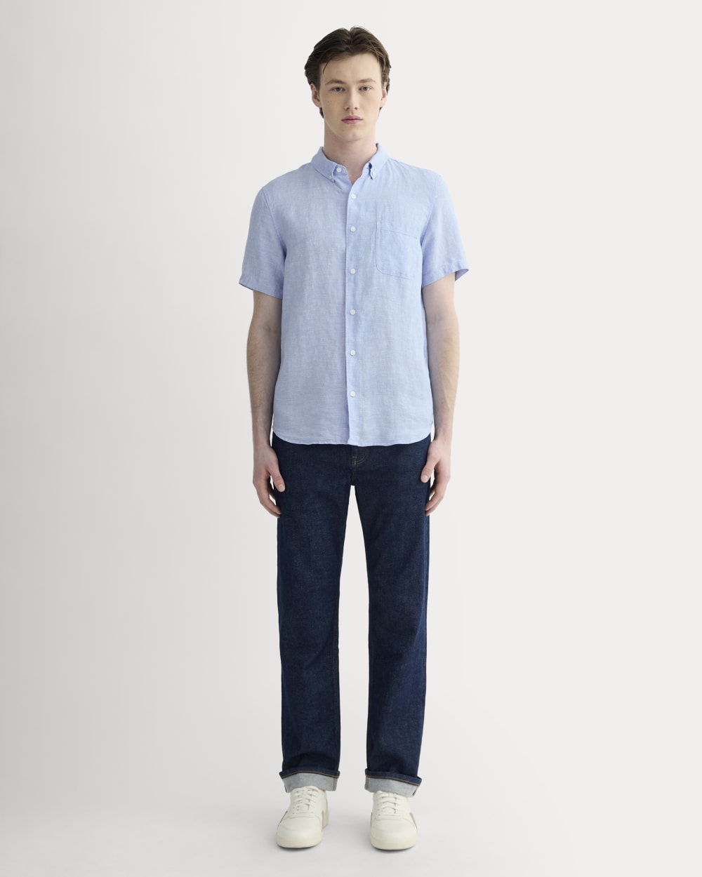The Classic Short-Sleeve Shirt in Linen | Light Blue - Image 3