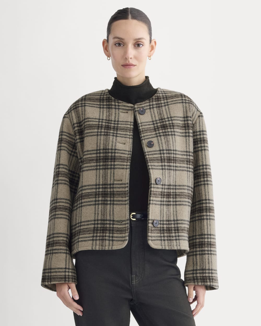 The Cocoon Coat in Wool | Chocolate Plum/Heather Charcoal - Image 3