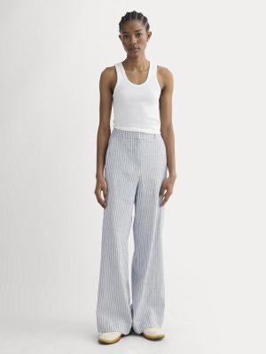 The Wide-Leg Pant in Stretch Linen | Bluebell / Bone