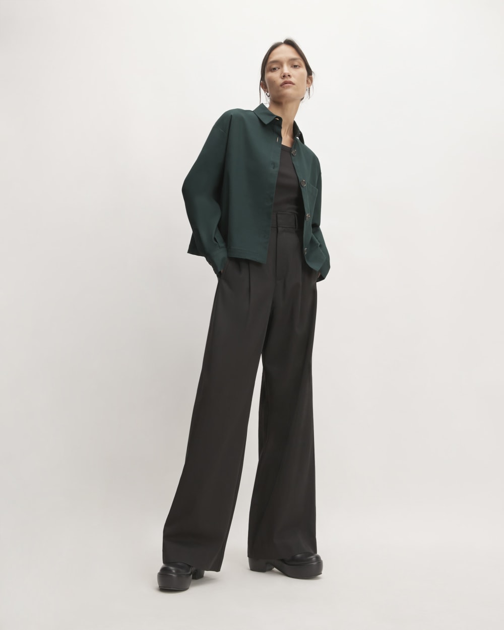 The Structured Cotton Cropped Shirt | Scarab - Image 3