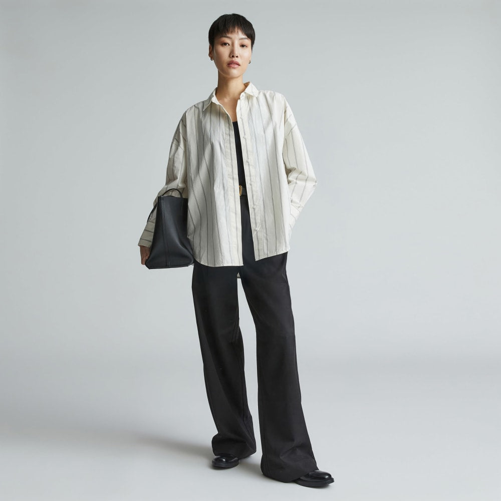 The Oversized Poplin Shirt | Black / Canvas Tan - Image 6