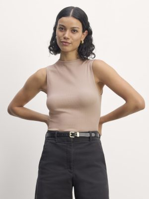 The Luxe Rib Funnel-Neck Tank | Dusty Rose