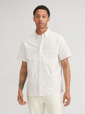 The Organic Short Sleeve Oxford Shirt | Sahara / Off-White