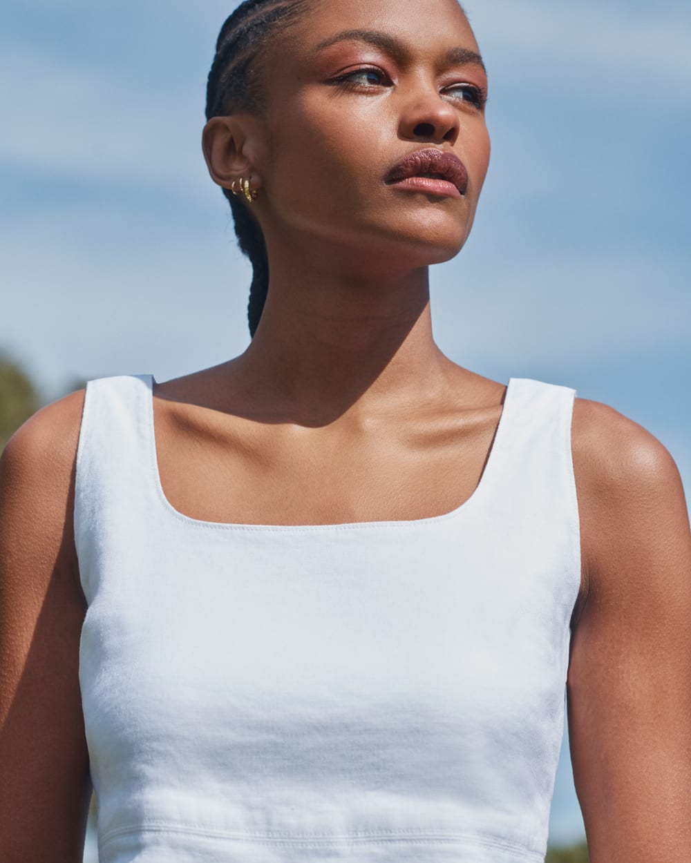 The Square Tank in Stretch Linen | White - Image 6
