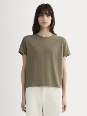 The Box-Cut Tee in Cotton Linen | Deep Taupe