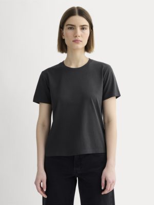 The Box-Cut Tee in Essential Cotton | Washed Black | No Pocket