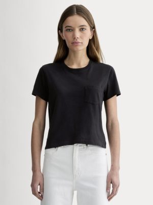 The Box-Cut Tee in Essential Cotton | Black | Pocket