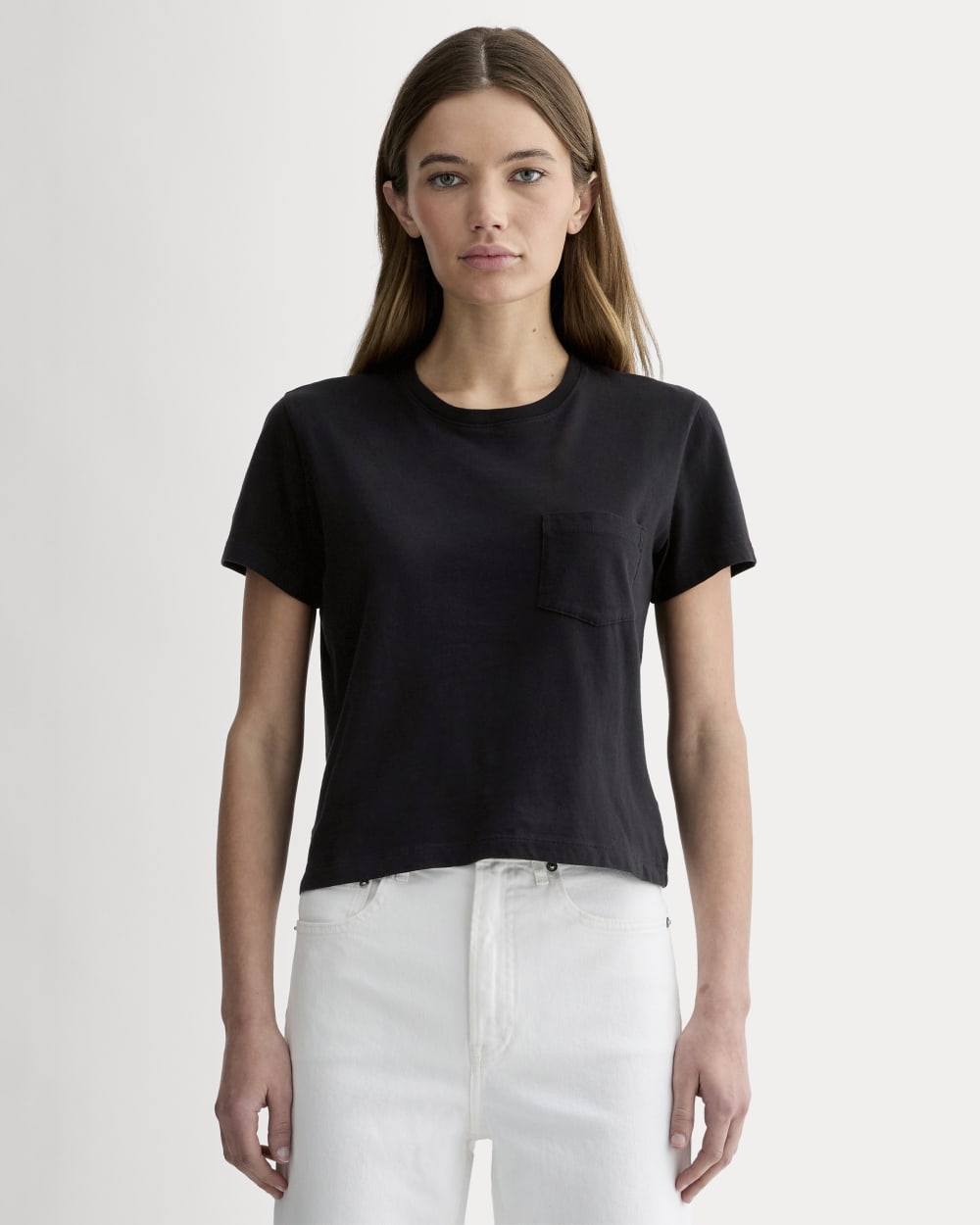 The Box-Cut Tee in Essential Cotton | Black | Pocket