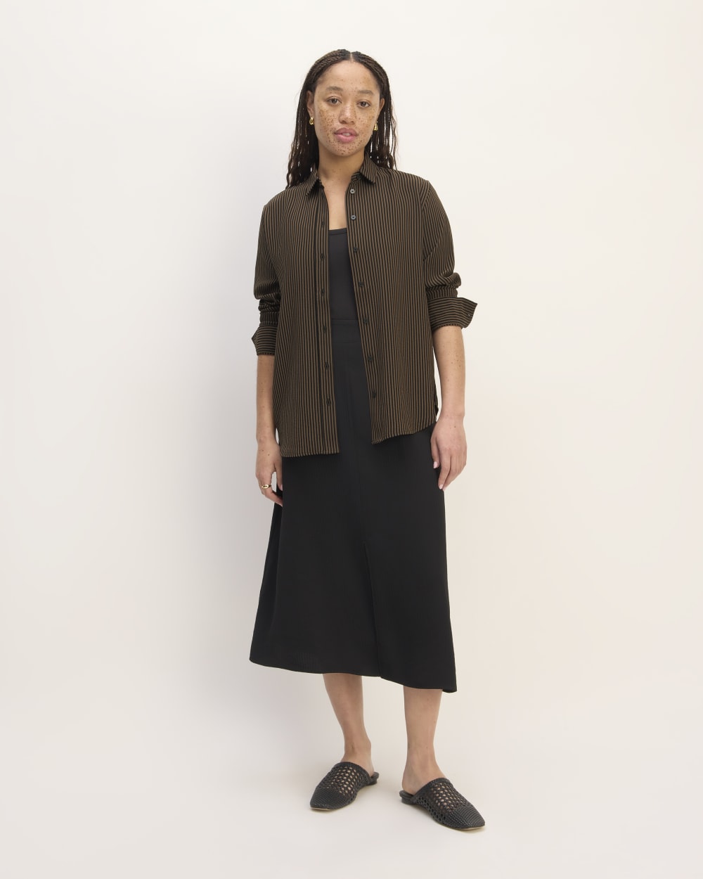 The City Stripe Relaxed Shirt | Cocoa / Black - Image 3