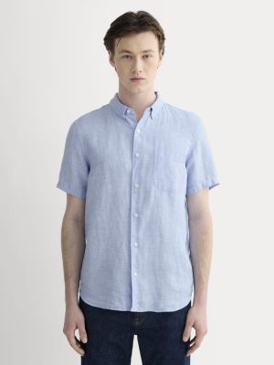 The Classic Short-Sleeve Shirt in Linen | Light Blue